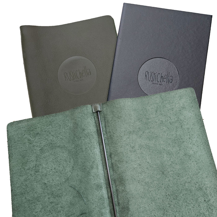 A5 Soft Leather Menu Book Carbon Rod