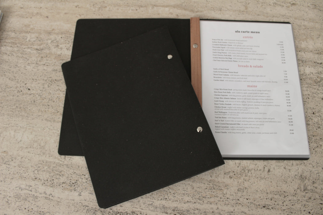 Tuscan all Leather 10 pocket Black Restaurant Menu Cover